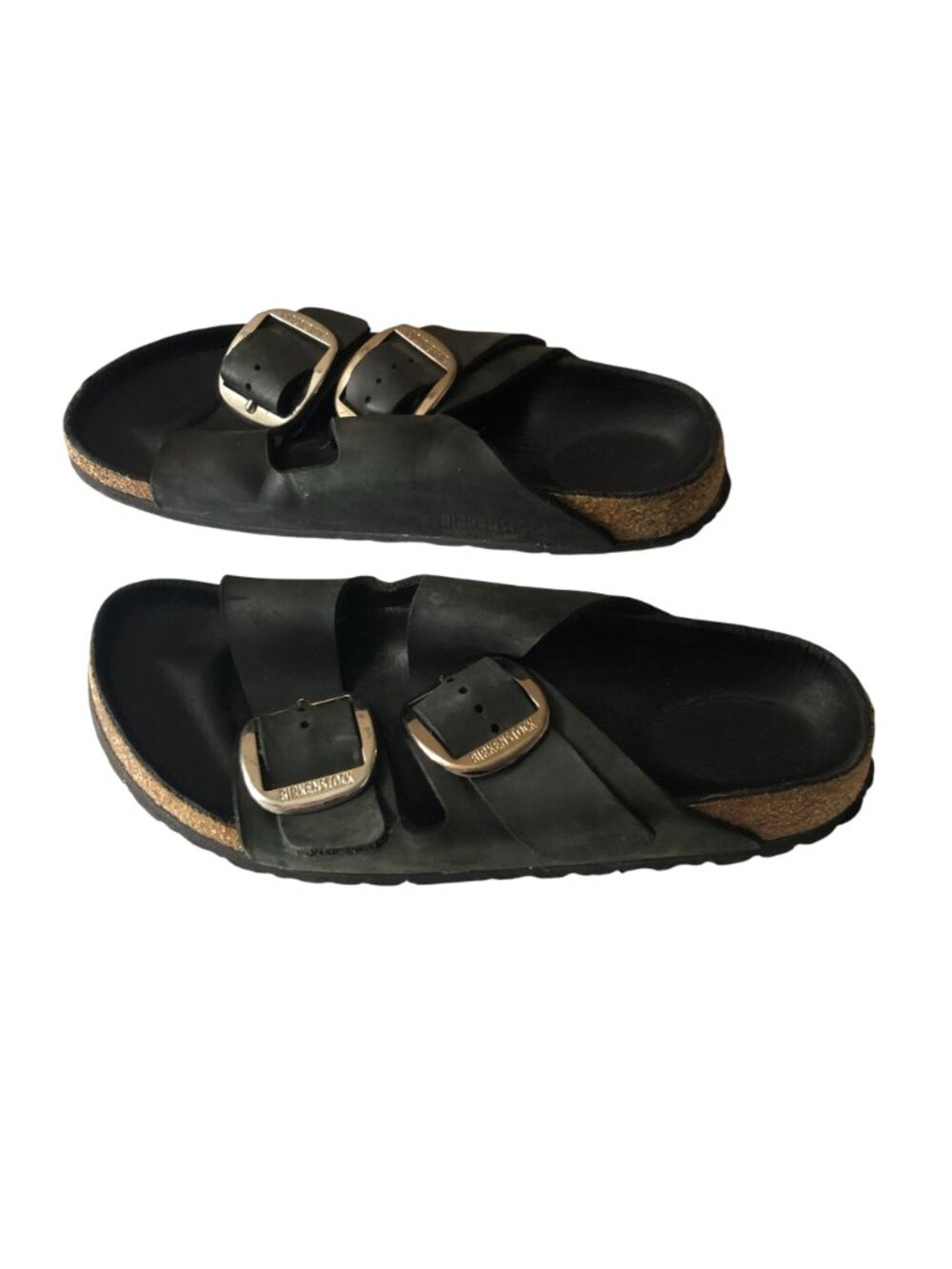Birkenstock Arizona Big Buckle Sandals Black Oiled Leather Silver Buckle 38 US 7 - Picture 3 of 6